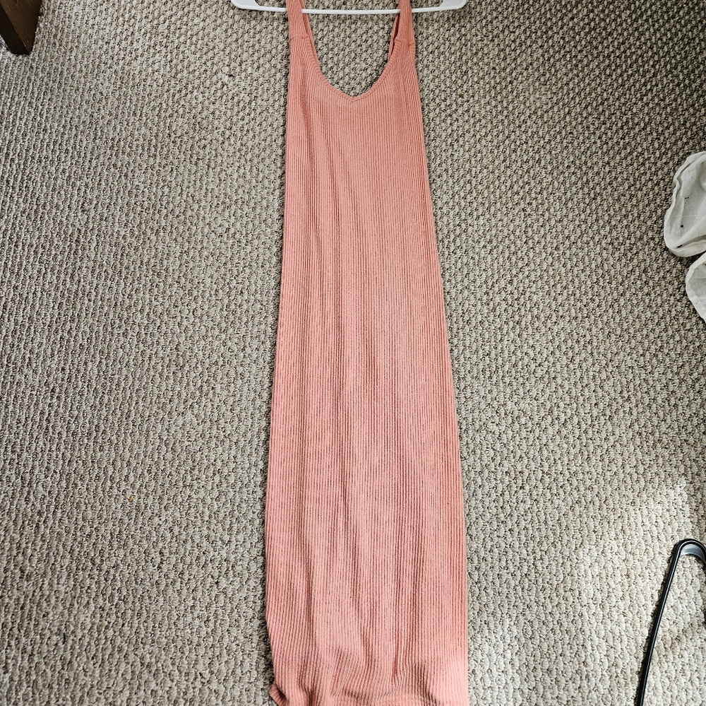 Oneill aquaria ribbed v neck midi dress medium slit - Picture 4 of 8